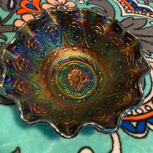 Fenton Rare Antique Persian Medallion Rainbow Glass Bowl